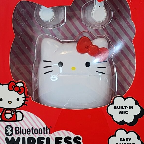 Hello Kitty Bluetooth Wireless Earbuds w/ Charging Case, Mic | White Red | NEW - Picture 3 of 6